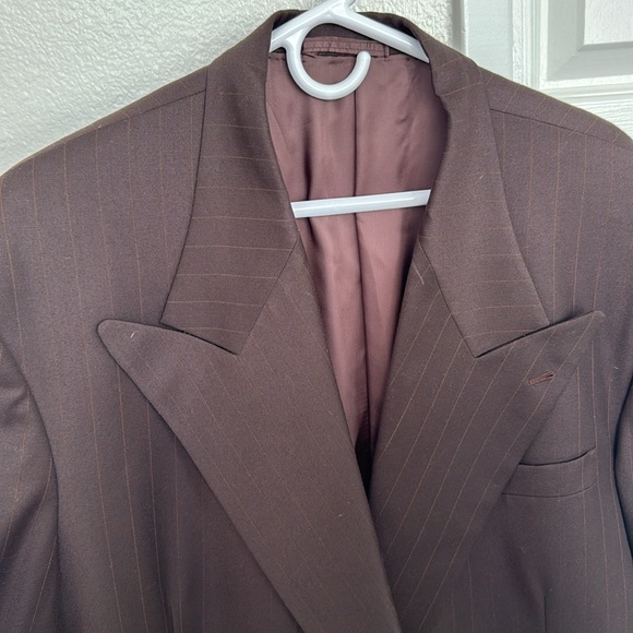 Ermenegildo Zegna brown pinstriped double breasted suit jacket amazing condition - Picture 7 of 13